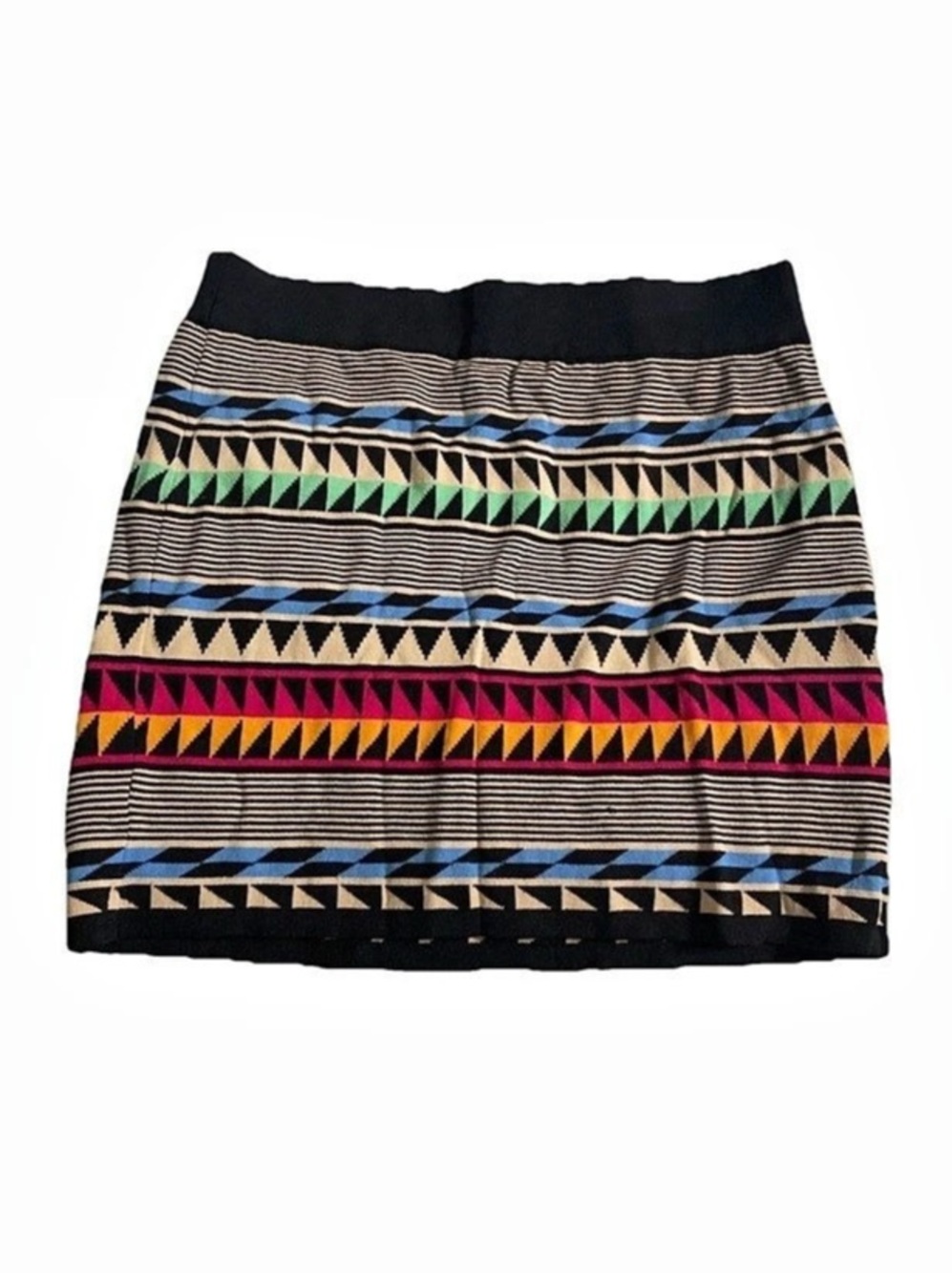 Forever 21 Geometric Mini Skirt in Black & Multicolor Size L Club Bodycon